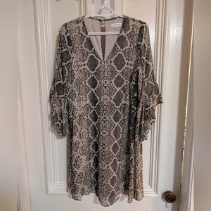 Calvin Klein Snakeskin Shift Dress Size 6
